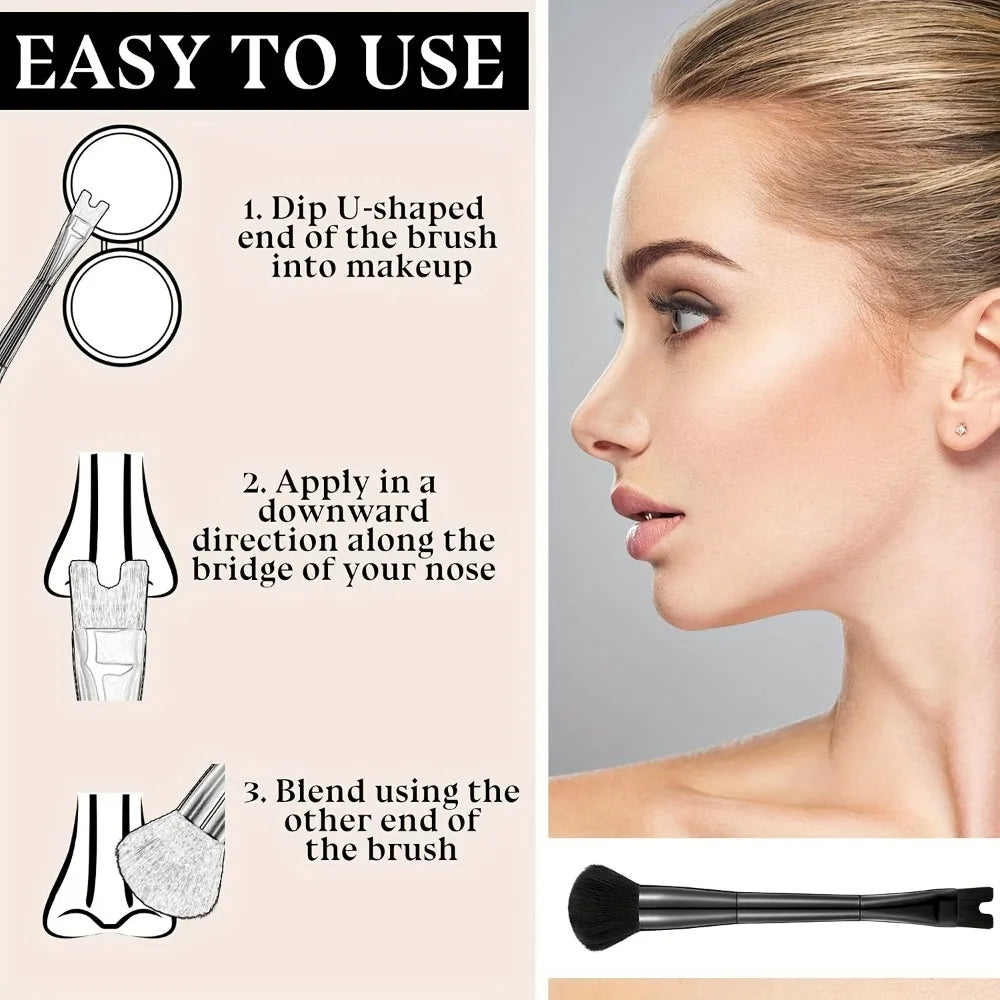 U-shape Nose Contour Brush Soft Synthetic Fiber Multi Use Precision Qme
