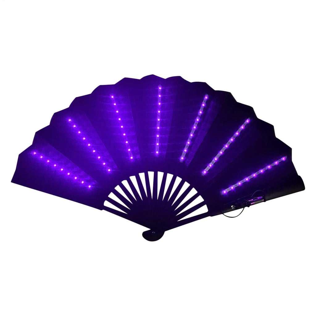 Rave Hand Fan Light up Rave Handheld Fan Travel Multipurpose Handheld Fan Carnival Accessories for Belly Dancing Performances Qme