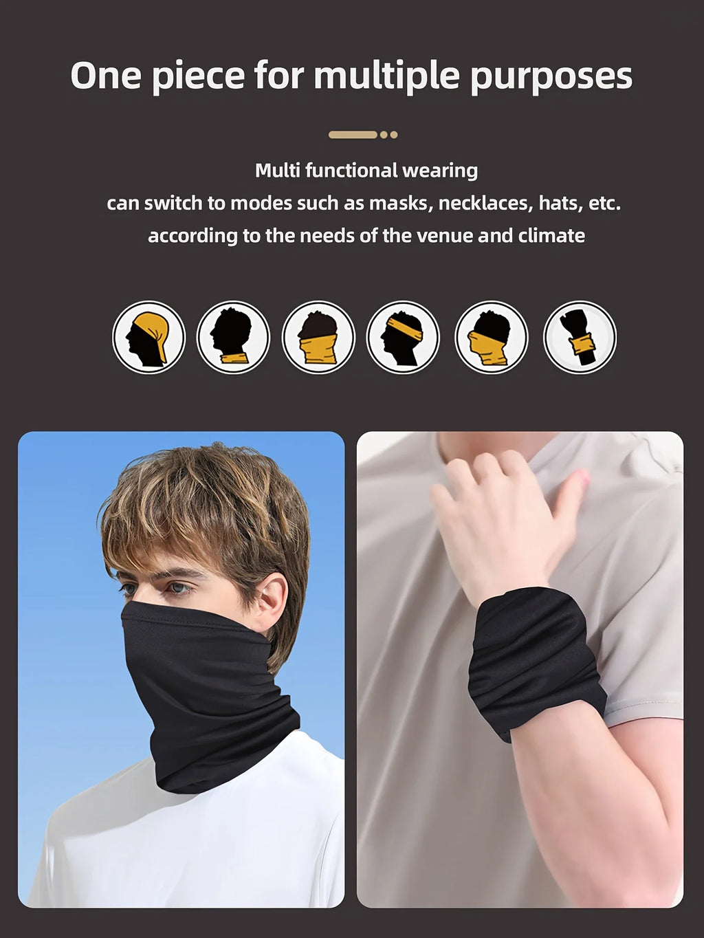 Multifunctional Cooling Neck Gaiter, UV Protection Seamless Face Mask Bandana For Cycling Running Qme