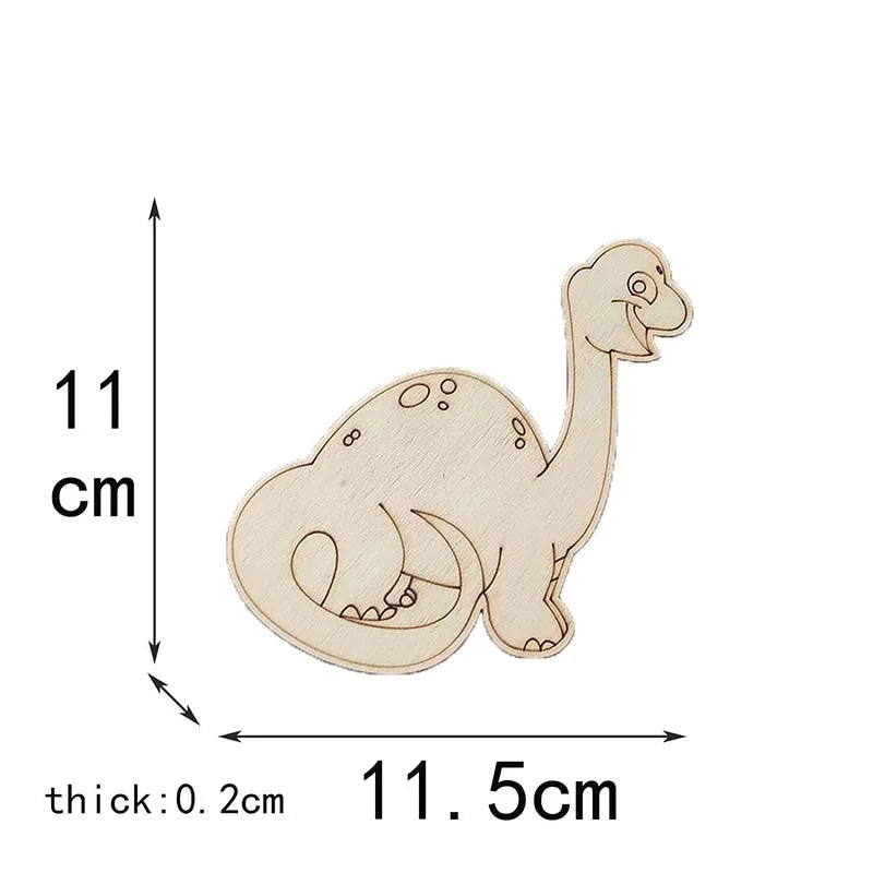 5Pcs Hand Coloring Blank Wooden Pieces Foor Children Handmade Toys Cartoon Dinosaur Wood Crafts Home Ornaments Decor c3542 Qme