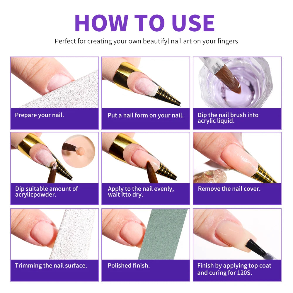 Large Capacity Nail Acrylic Liquid Monomer Crystal 40 70 120 Nails Qme