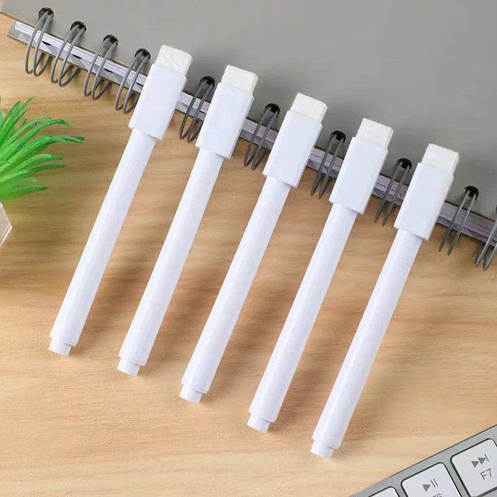 white dry-erase whiteboard markers, with eraser head for easy wiping and smooth writing, suitable for classroom office supplies Qme