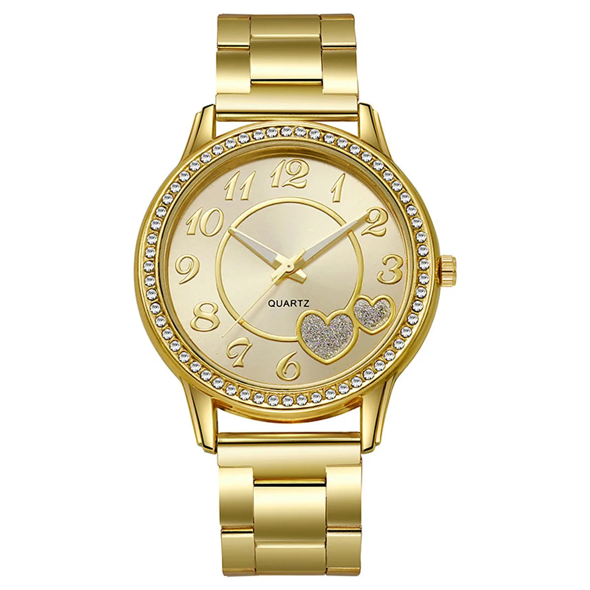 Inlaid rhinestone heart-shaped dial quartz watch, women's strap watch, exquisite dial, clothing accessories Qme style 2
