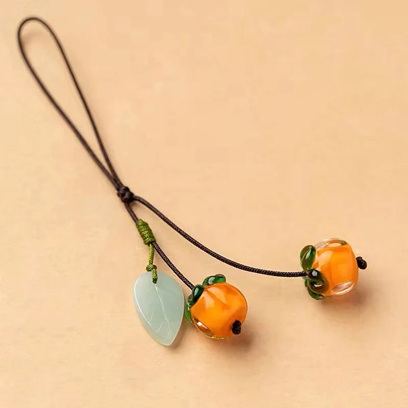 Cute Kawaii Persimmon Vintage Chinese Key Pendant Phone Charms Strap Qme A2