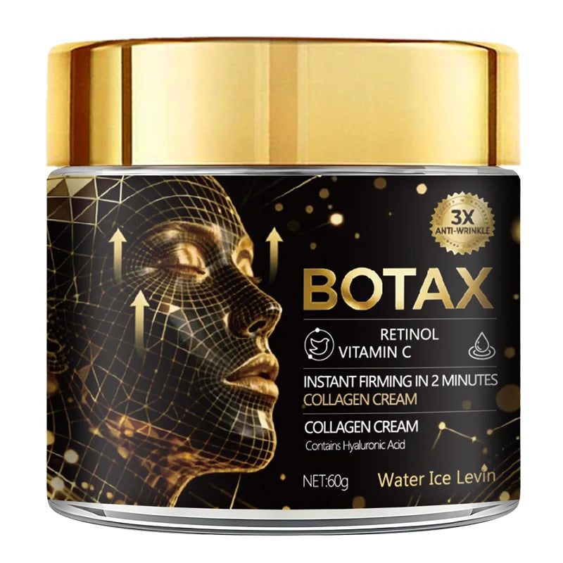Firming Cream with Hyaluronic Acid, Collagen & Retinol, Deeply Moisturizes & Refines Skin, Day & Night Use, All Skin Types. Qme black 60g
