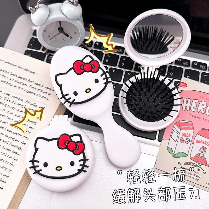 Hello Kitty Cartoon Folding Air-Cushion Comb Mini Portable Air-Cushion Comb Anti-Static Plastic Hair Comb Qme
