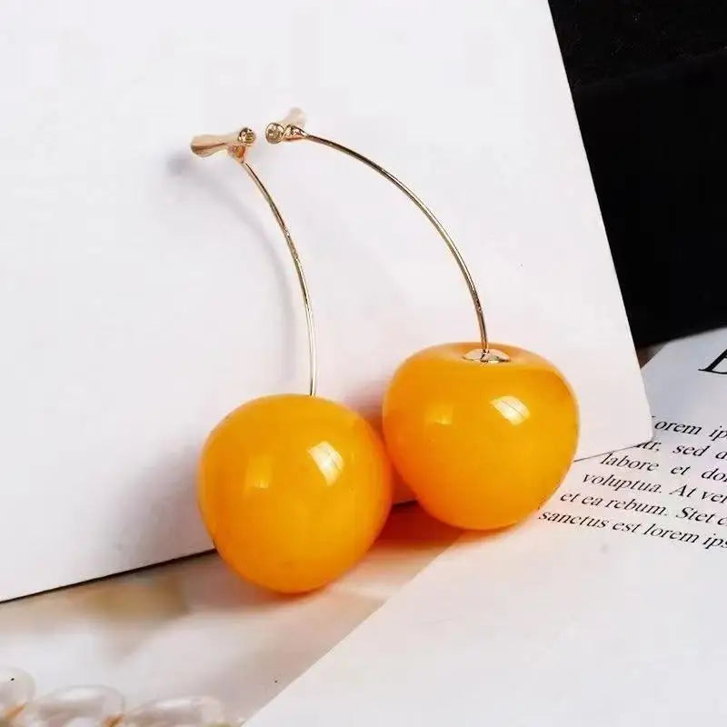 Sweet Fruit Design Red Cherry Drop Earrings Delicate Fashion Women Jewelry for Graduation Gift Daily Outfits Qme A4