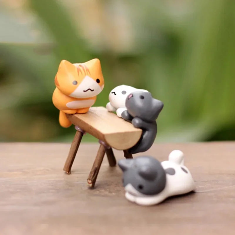6 Pcs/Set Cartoon Lucky Cat Home Garden Bonsai Decorations Miniatures Gift Lovely Micro Landscape Kitten Miniature Craft Qme