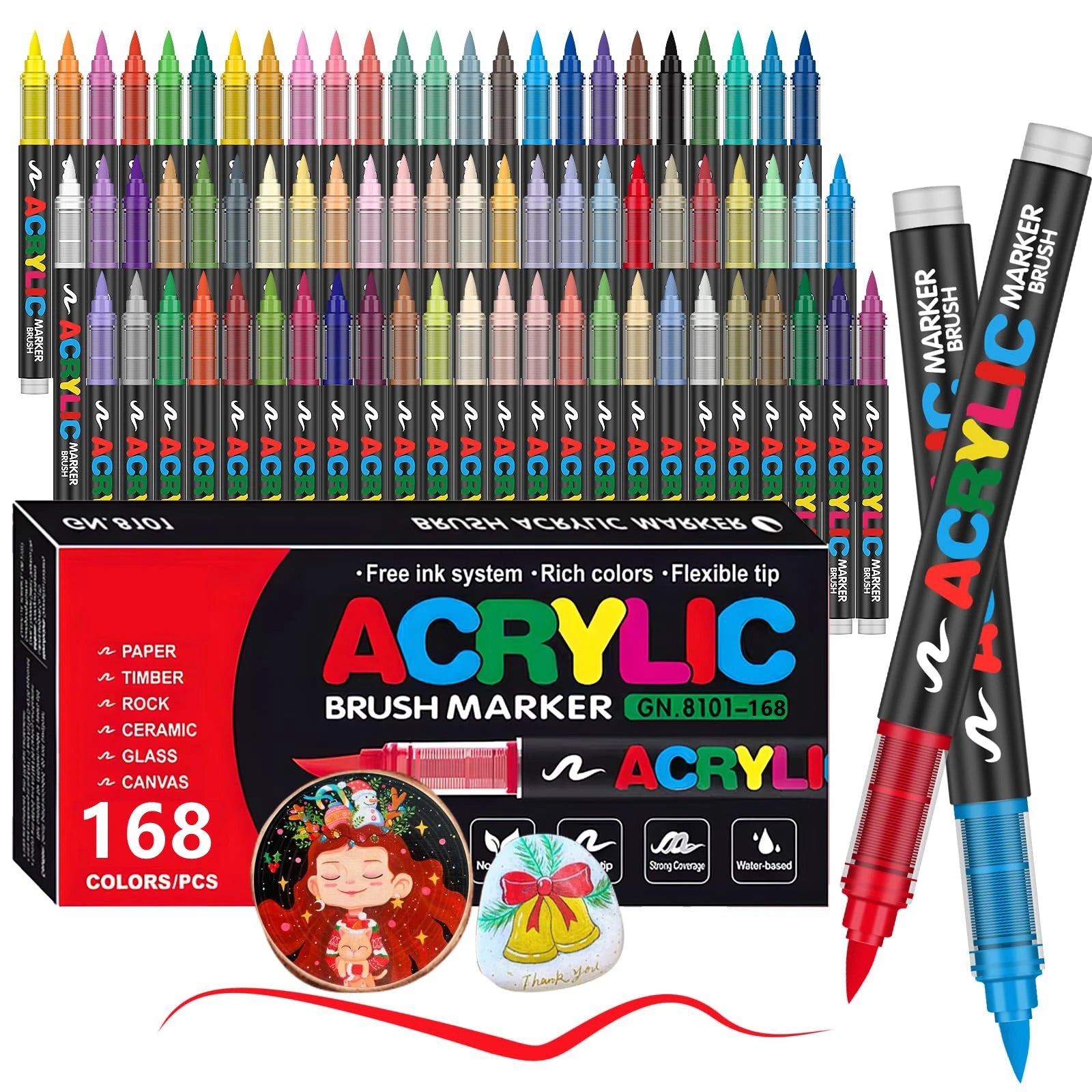 168 Colors New Acrylic Paint Markers Soft Brush Tip Paint Pens and Paint Markers Acrylic Paint Pens DIY Crafts Professional Qme