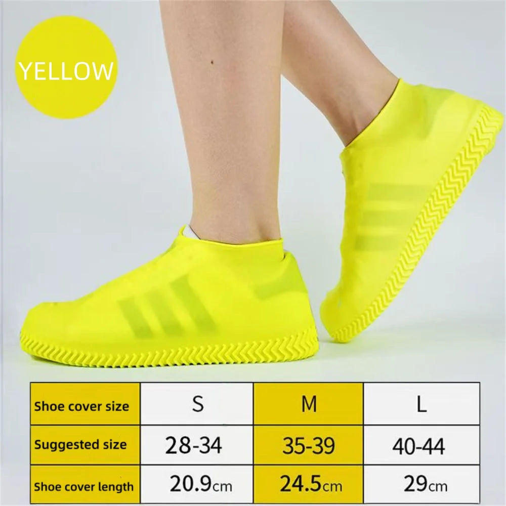 1 Pair Silicone WaterProof Shoe Covers Lip-resistant Rubber Rain Boot Rain Gear Overshoes Accessories for Outdoor Rainy Day Qme YELLOW M