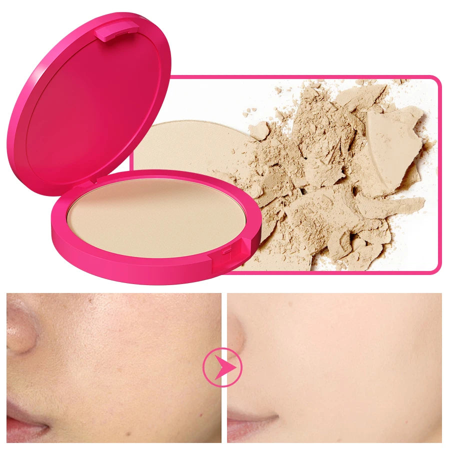 Natural Matte Pressed Powder Oil Control Brighten Whitening Face Base Qme