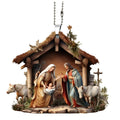Christmas Tree Jesus Pendant Ornament Family Prayer Scene Pendant Bright Colored Car Decoration Pendant Home Decorations Qme D as picture