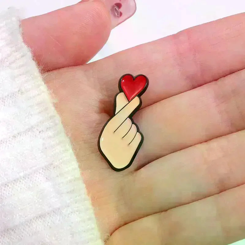 Sign Language Enamel Pin - Cute Hand Gesture Lapel Badge & Brooch Jewelry Gift for Lover, Friends and Family Qme