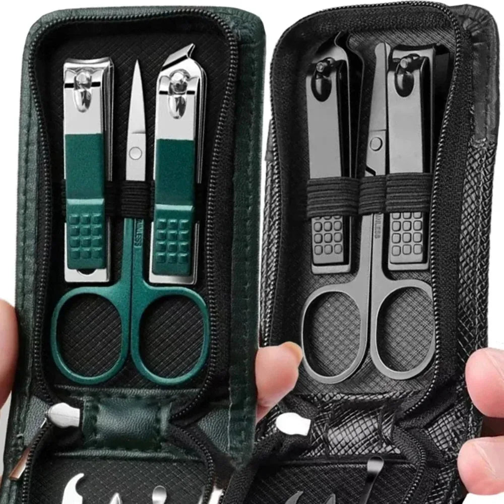 Green Black Stainless Steel Manicure Portable Nail Clippers File Qme