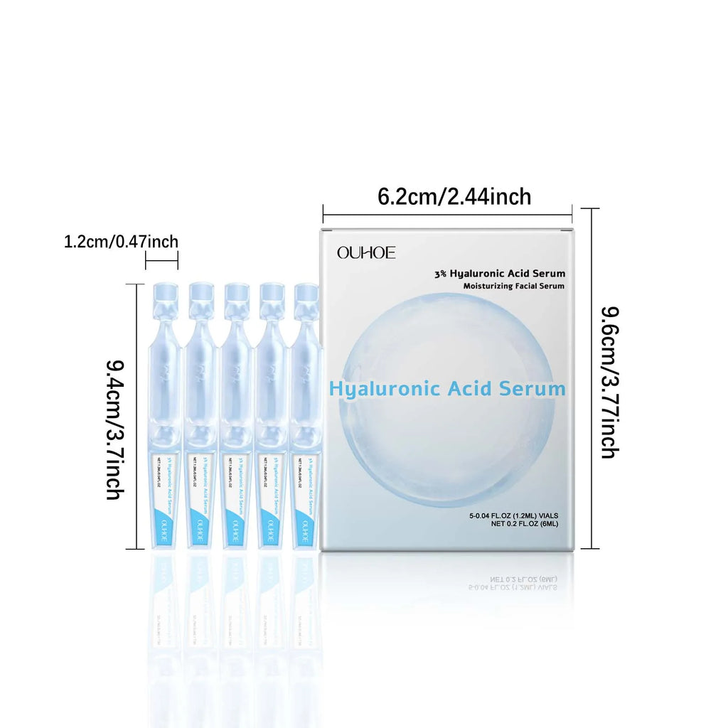 3%Hyaluronic Acid Serum Hydrating Nourishing Pore Shrink Brightening Moisturizing Smoothing Facial Essence for Plump Glowing Ski Qme 6ml Serum 1 Set