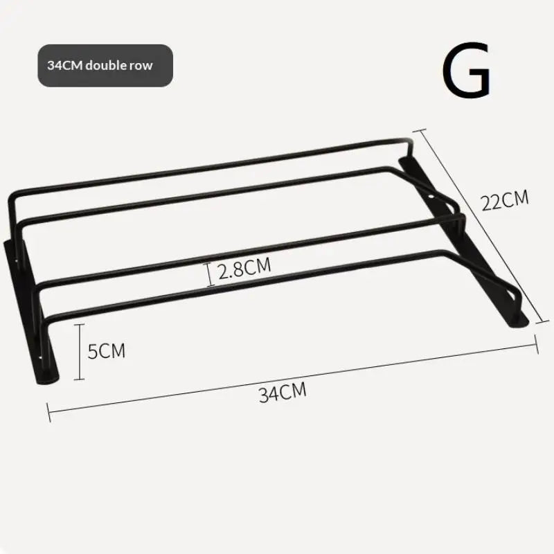 27/34cm Carbon Steel Wine Rack Glass Holder Hanging Bar Hanger Shelf Hanging Rack Under Cabinet Stemware Organizer Qme G