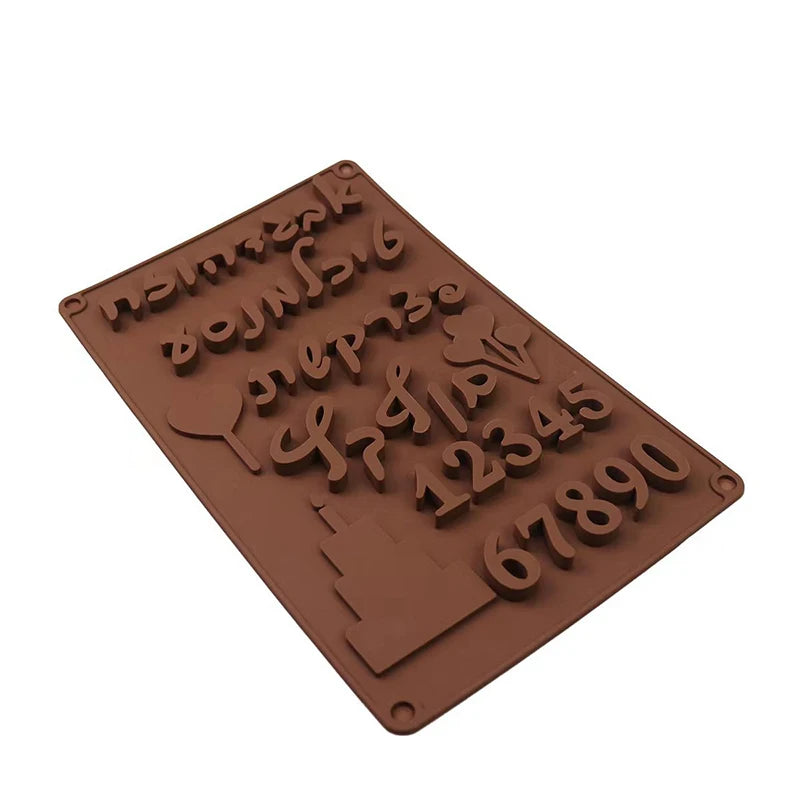 1Pc 3D Hebrew Letters Arabic Numbers DIY Silicone Chocolate Mold For Baking Cake Bakeware Mould Decorating Tools Qme