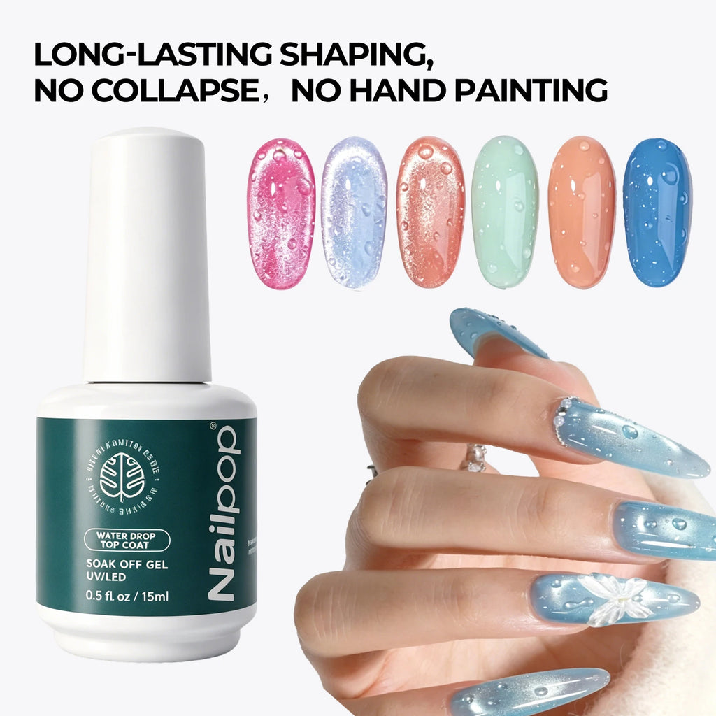 Nailpop 3D Water Droplet Coat No Wipe Gel 5s Quick Forming Lasting Qme