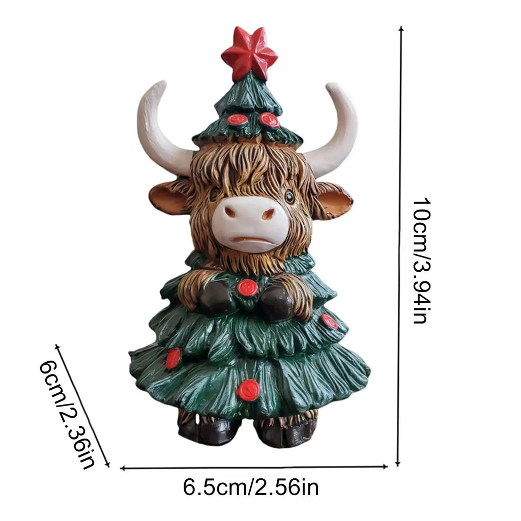 Cow Statue Christmas Decorations Home Rustic Cute Ornament Dorm Qme