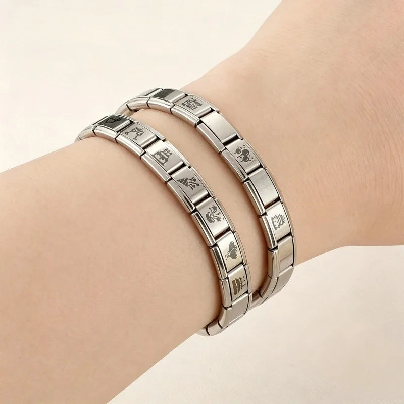 Trendy New Fashion English Words Happy Birthday Big Cake Charm Italian Links Fit 9mm Stainless Steel Bracelet DIY Making Jewelry Qme