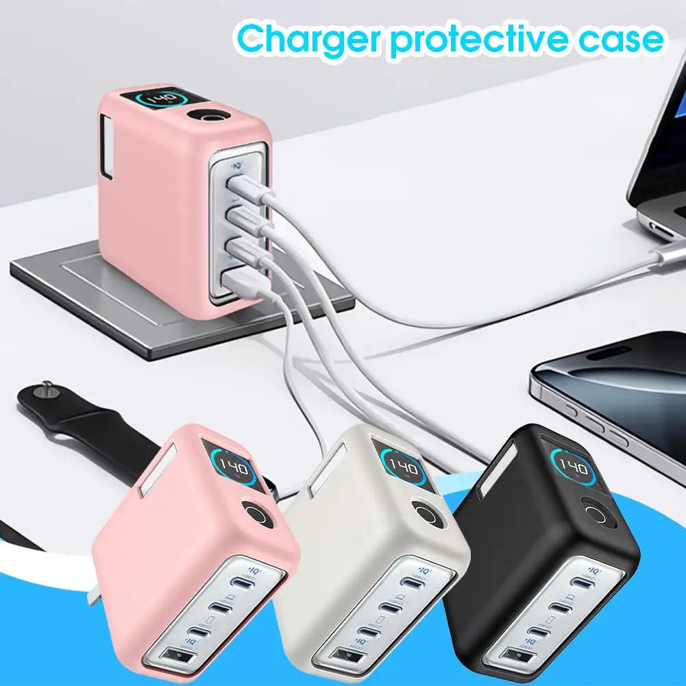 For Anker Zolo 140W Four-Port Gallium Nitride Charger Protective Silicone Cover Dust-Proof Anti-Fall Soft Sleeve Shell Qme