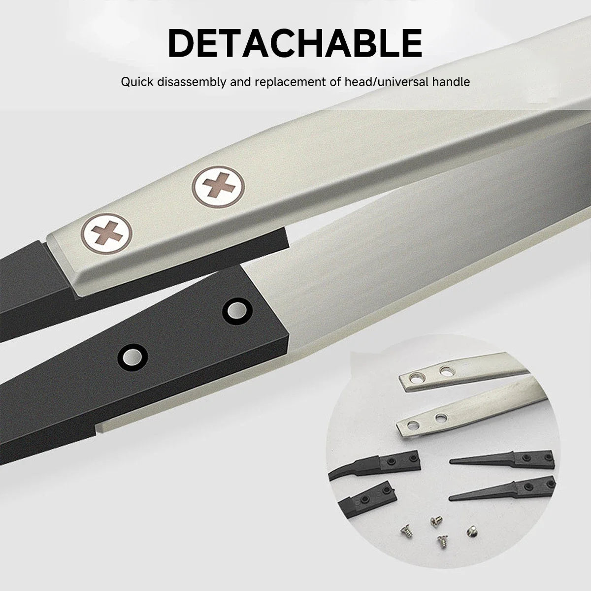 1PC For Watch Hands Installation Work Straight Elbow ESD-259 ESD-259A ESD-7A Handle Stainless Antistatic Plastic Tweezers Qme