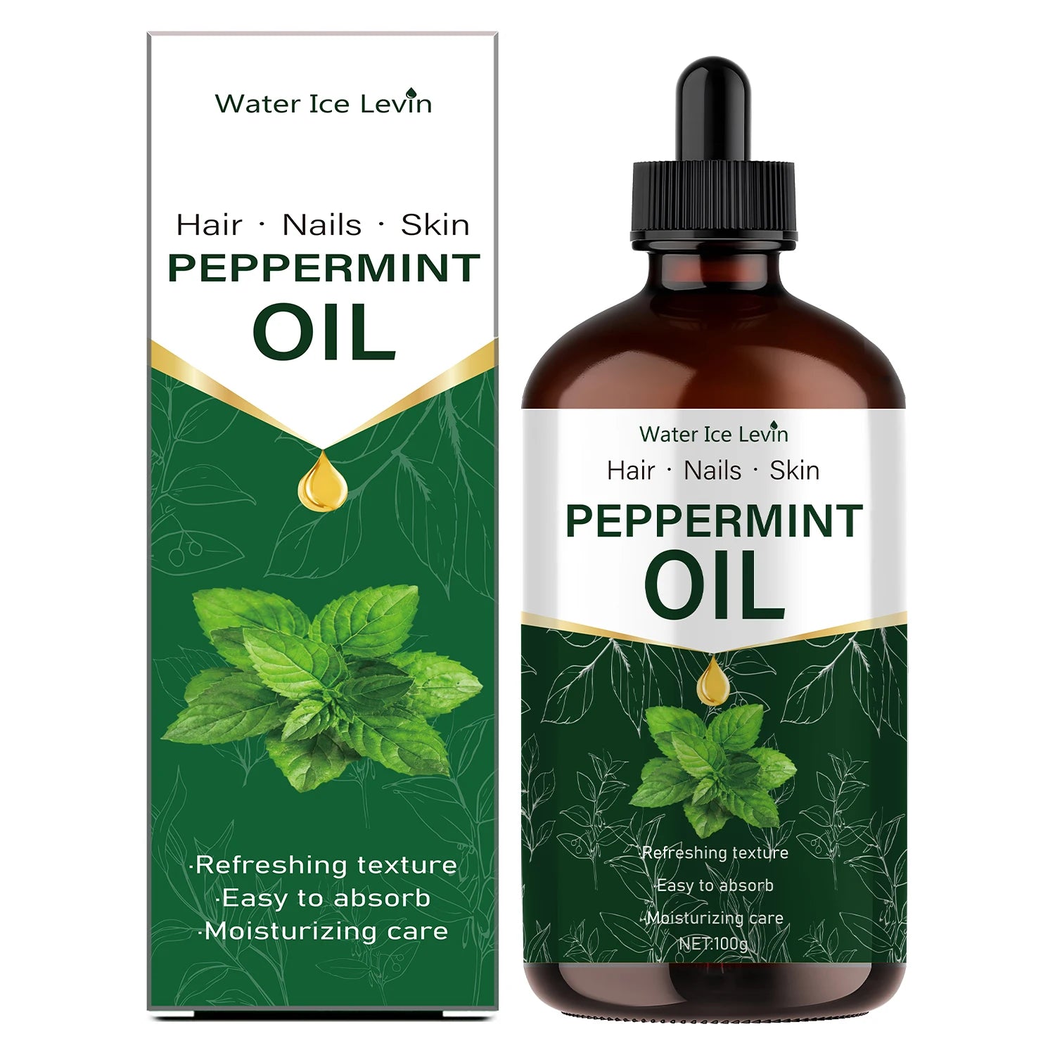 100g Peppermint Essential Oil, Extracted from Natural Plants, Hypoallergenic, Moisturizing Massage Oil Suitable for Men and Women, Hair, Diffusers, and Humidifiers Qme One Bottle 100g