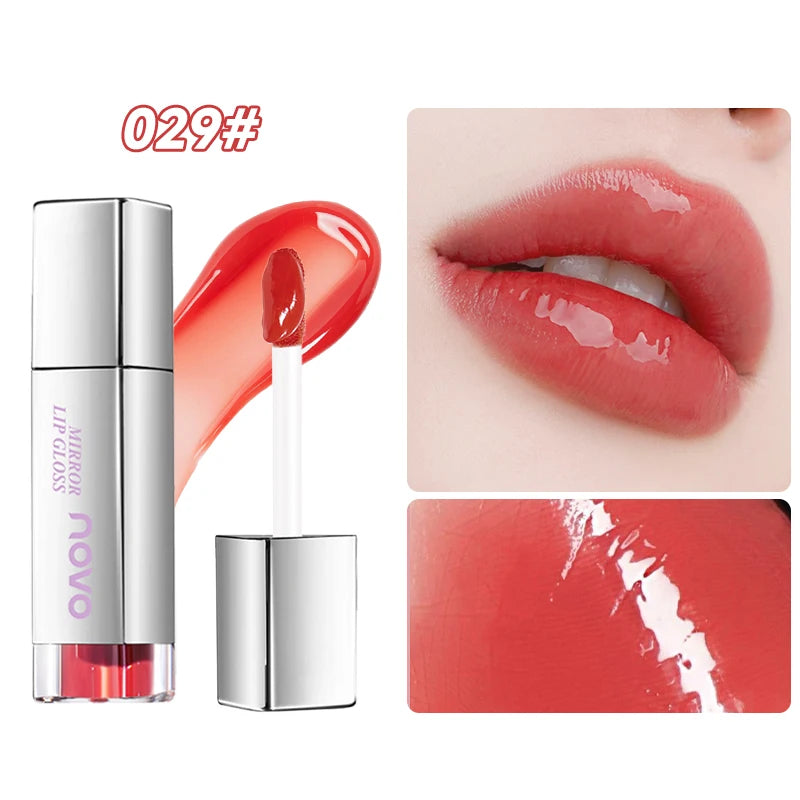 Glossy Lipstick-Lasting Hydrating Lip Gloss, Water Light Mirror Glossy Glass Lip Glaze, Waterproof, Non-Sticky, Non-Stick Cup Qme 029