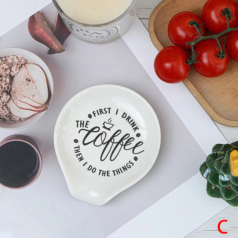 White Ceramic Versatile Spoon Holder Tray Perfect Coffee Soup Spoons Qme C