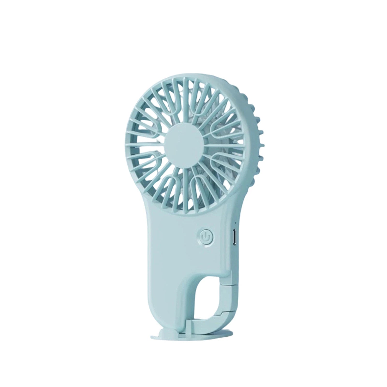 Portable Handheld Mini Fan Long Battery Life USB Rechargeable Fan with Hook Solid Color Outdoor Sports Climb Travel Summer Fan Qme Blue One Size