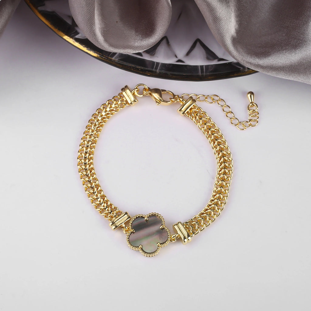 New Popular 15mm Natural Stone Five-Leaf Flower Adjustable Bracelet Classic Simple Woman Flower Jewelry Bracelet Free Shipping Qme Tiger Eye