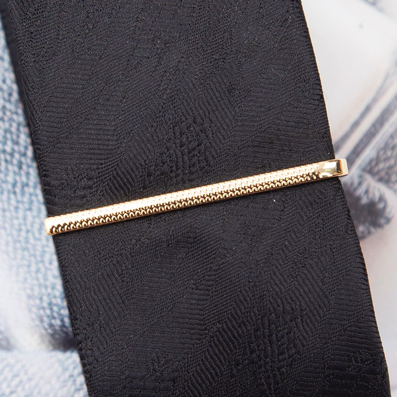 Tie Clips Men Fashion Luxury Metal Gold Tone Simple Bar Clasp Necktie Qme B1