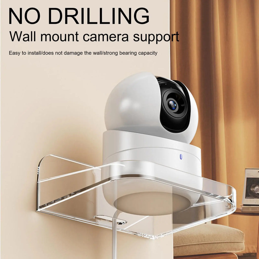 Small Shelf Wall Mount Tiny Wall Shelf Security Camera Bracket Holder Floating Display for Window Apartment Renter Bedroom Dorm Qme