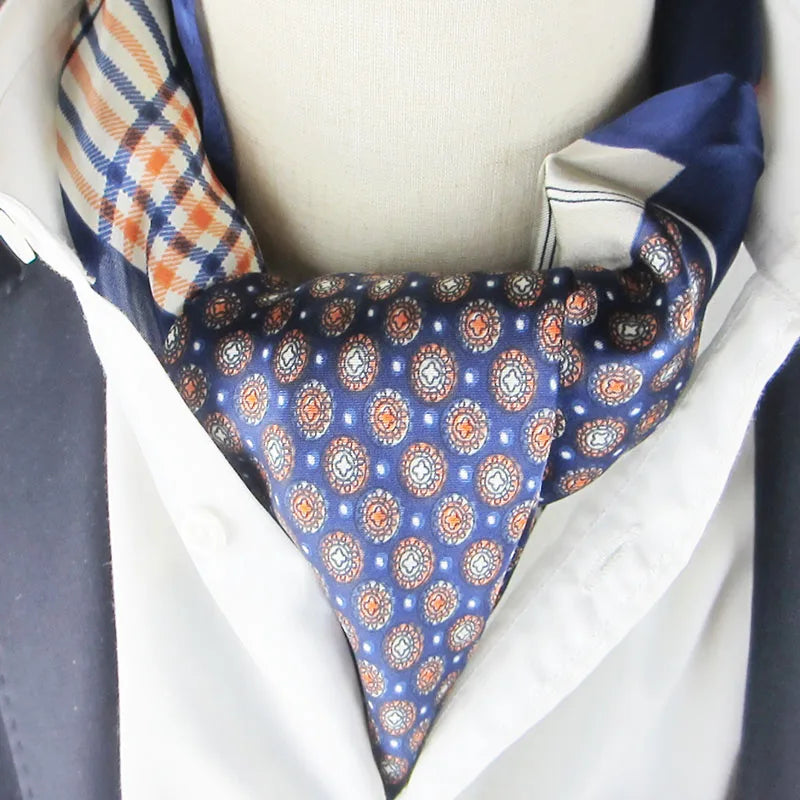 Silk Feeling Polyester Scarf Men's Neck Foulard Square Small Headband Qme Beige One Size