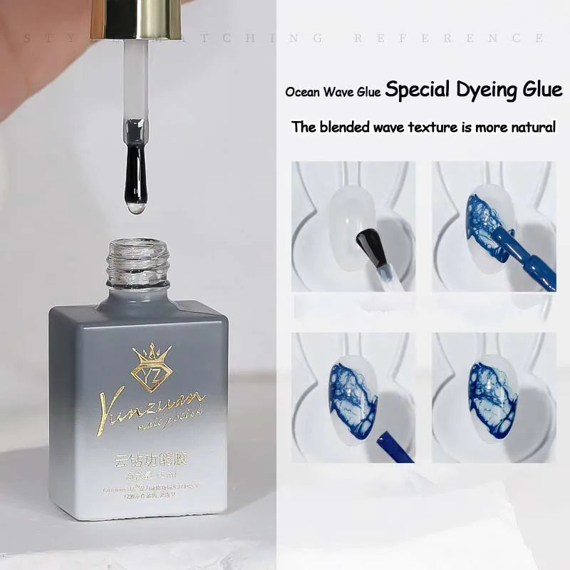 Sea Wave Blooming Liquid Gel Nail Polish Rapid Smudging Bubble Hole Gel Special Halo Dye Nail DIY Varnish Manicure Nail Salon Qme Dyeing base glue
