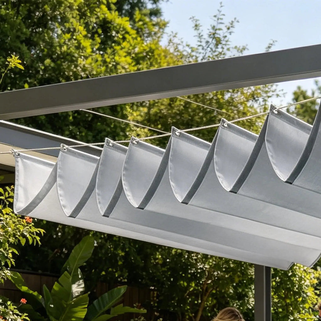 Sun Sail Heavy Duty Waterproof Retractable Sunproof Screen With Wavy Design Patio Sail Shade For Outdoor Beach Porch Deck Qme