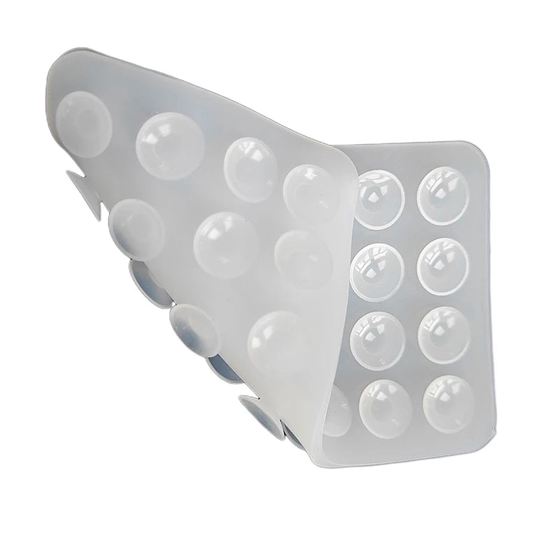 Double Side Silicone Suction Pad Mobile Phone Fixture Strong Reusable Qme Transparent