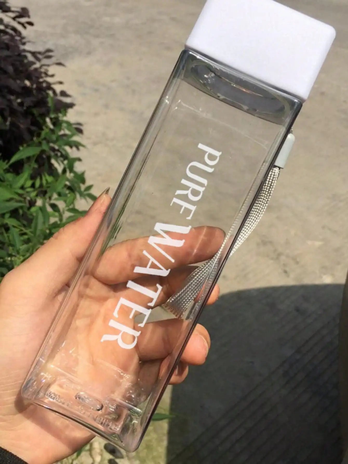 Square Plastic Cup Simple Personalized Portable Water Bottle Back Qme
