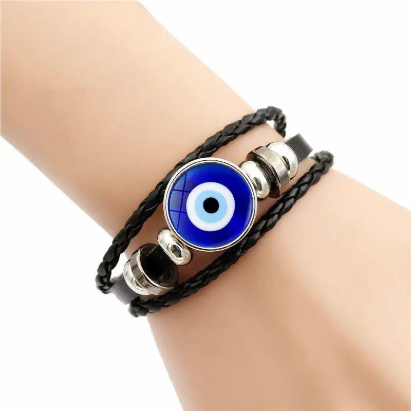 Handmade Woven Leather Multilayer Bracelet Bangles For Women Men Vintage Jewelry Gift Qme