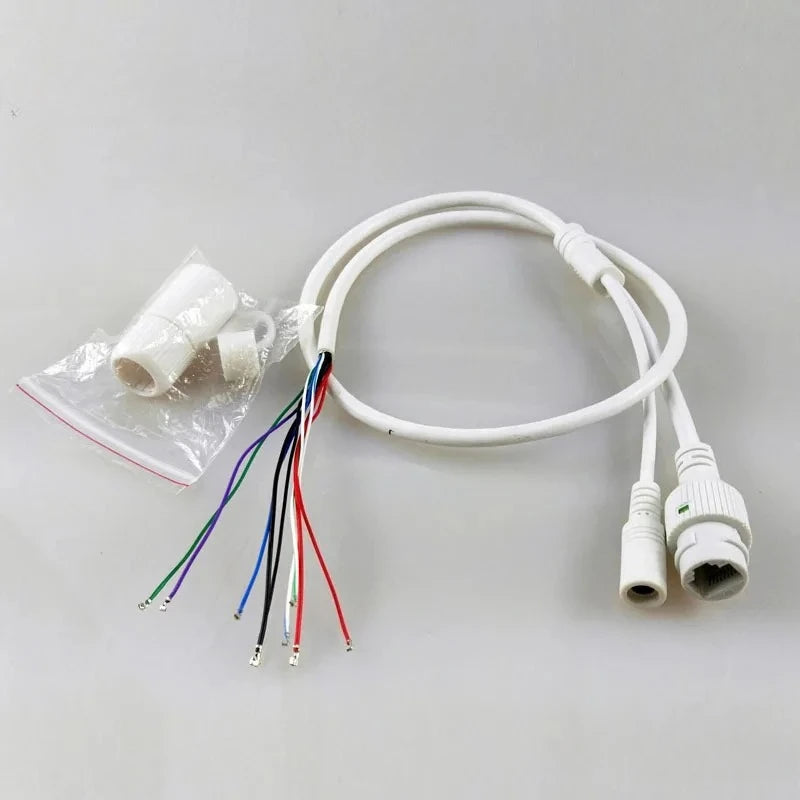 10pcs LAN Cable Module for CCTV IP Camera - RJ45 DC Jack (No 4/5/7/8 Wires) w/Status LED, QF001 Compatible Qme WHITE