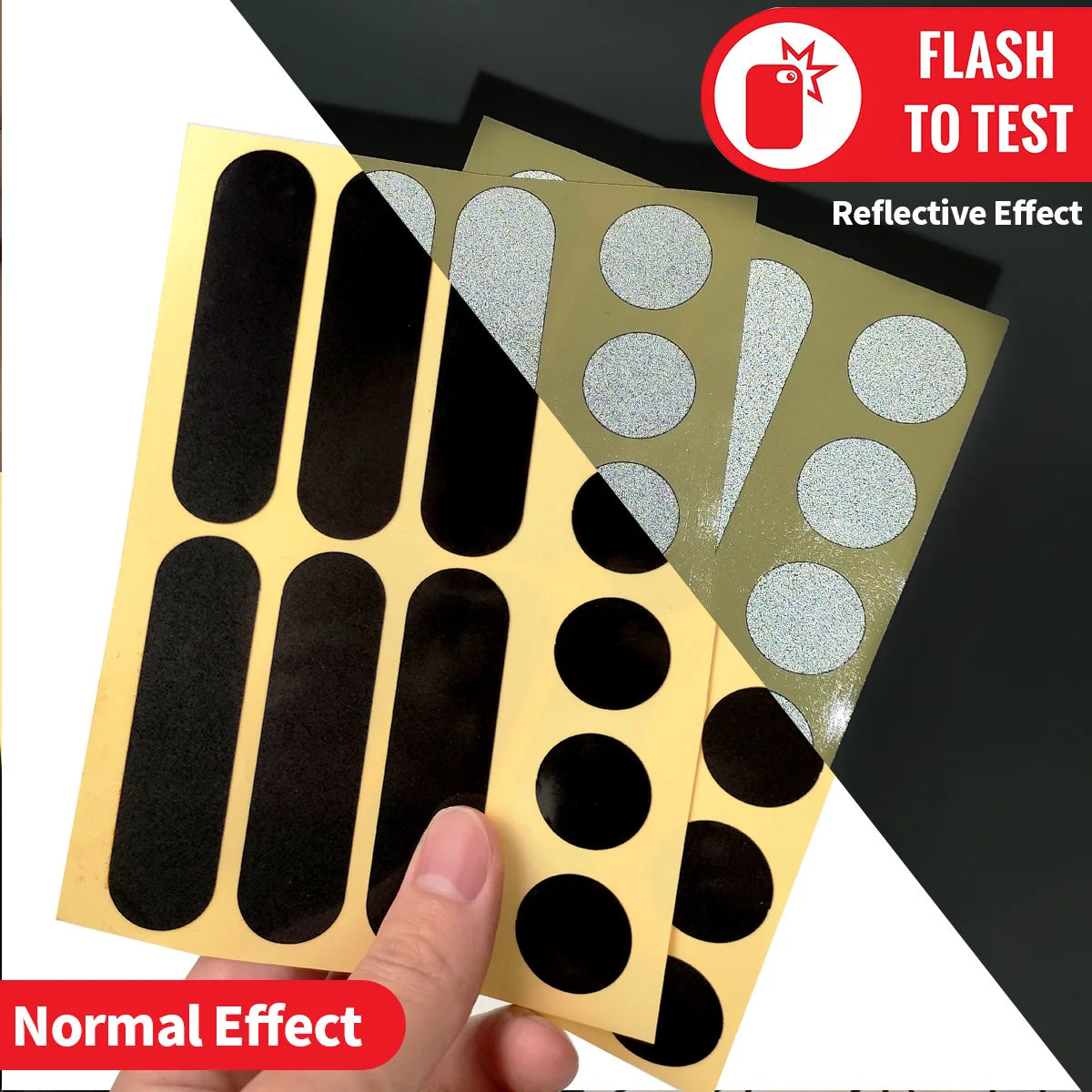 Motorcycle Helmet Reflective Stickers Set - Black Invisible Circular & Oval Shapes for Enhanced Visibility Safe Night Riding Qme