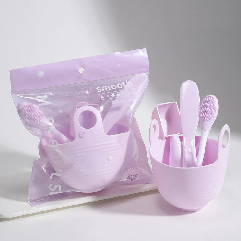 3 Silicone Mask Brushes Bowl Measuring Cup DIY Powder Seaweed Tools Qme