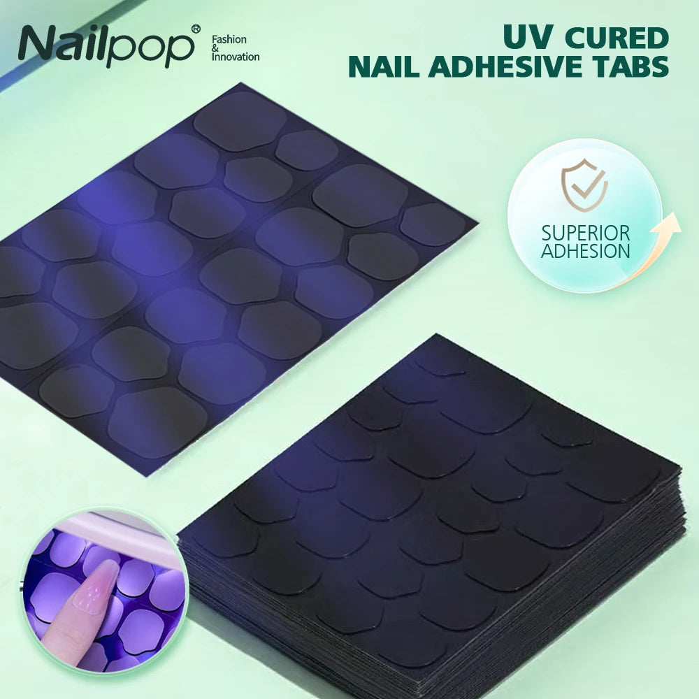Nailpop UV Cured Nail Adhesive Tabs 10 Sheets Sticky Breathable Qme