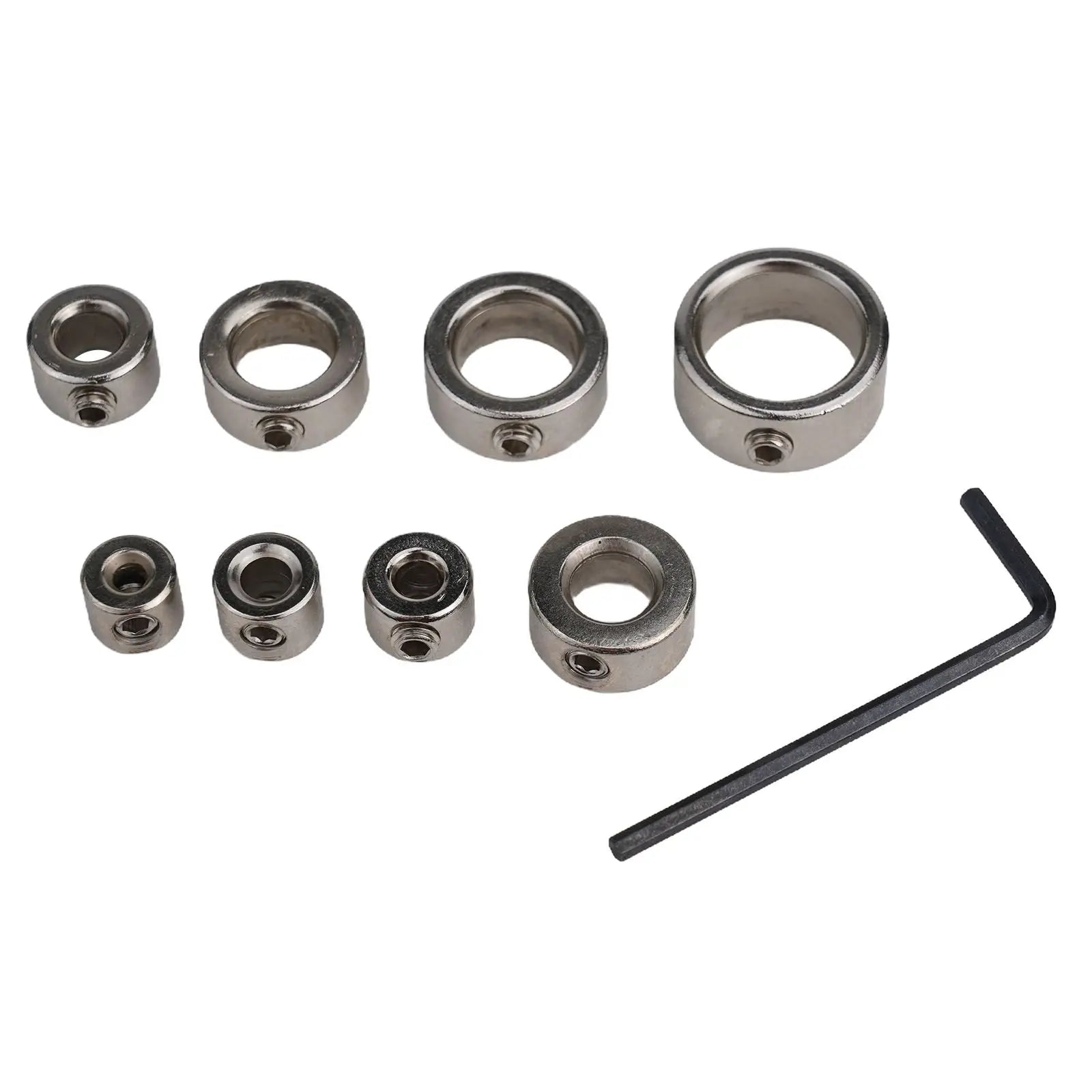 1set Drill Stoper Collar 3-16mm Depth Stop Collars For Ring Positioner With Wrench Drill Bit Locator Woodwork Tools Qme