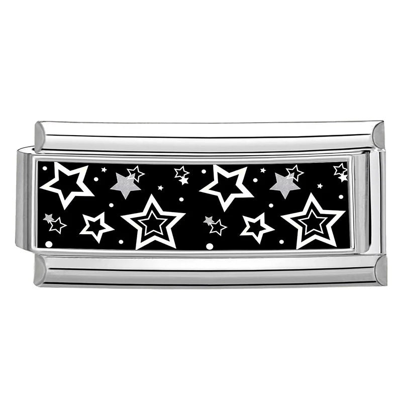 2026 New Women's Gift Black Eye Colorful Stars Heart Italian Charms Links Beads Fit 9mm Stainless Steel Modular Bracelet Jewelry Qme Style 11