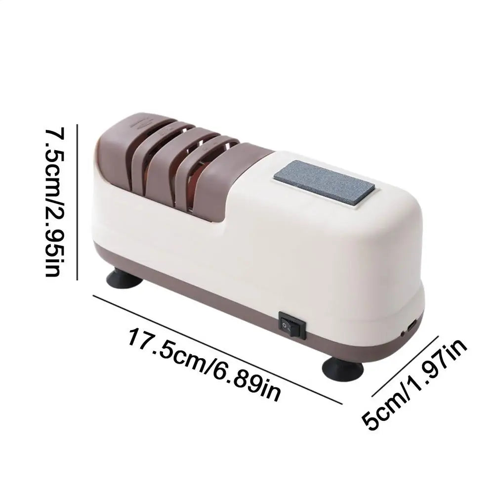 Cutter Sharpener 4-Stage Scissor Grinder Suction Cup Base USB Qme China Mainland Grey 17.5x7.5x5cm