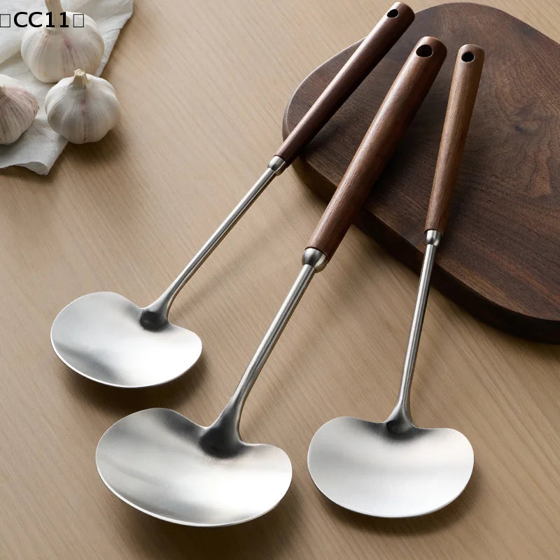CC11Stainless Steel Spatula Non Slip Mushhead Cooking Shovel Long Qme