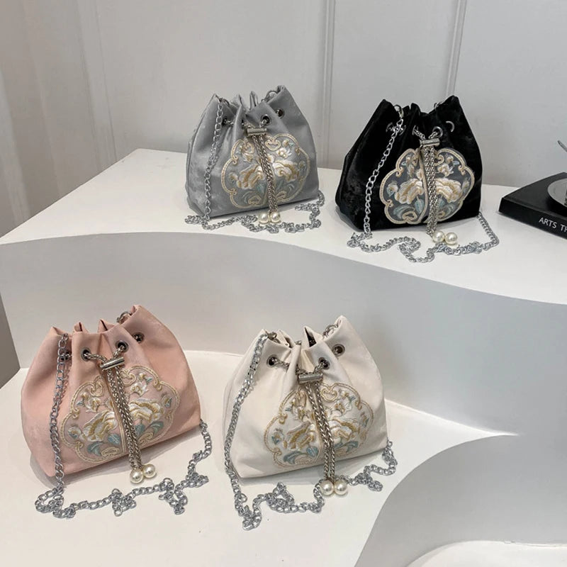 Chinese Style Fine Embroidery Ladies Handbags Fashion Shoulder Bag Daily Party Tote Handbag For Women Qme