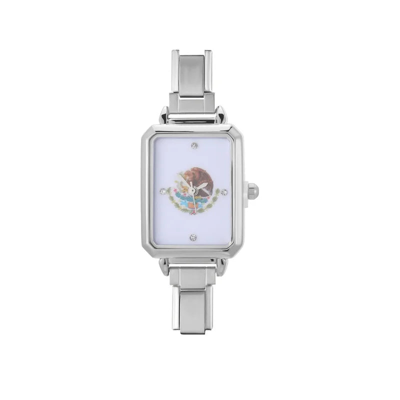 2026 Y2K Printed Pattern Dial Women's Stainless Steel Simple Square Watch Bracelet For Party Friend Wife Birthday Jewelry Gifts Qme S 21