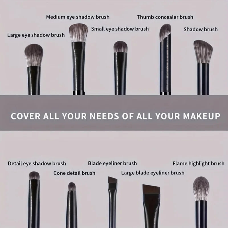 Unscented All-Skin Type Oval Brush Eye Makeup Set, Nylon Bristles, Detailing Eyeshadow Brushes with ABS Plastic Handles Qme